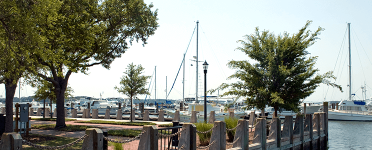 View of the bay, dock, and boats